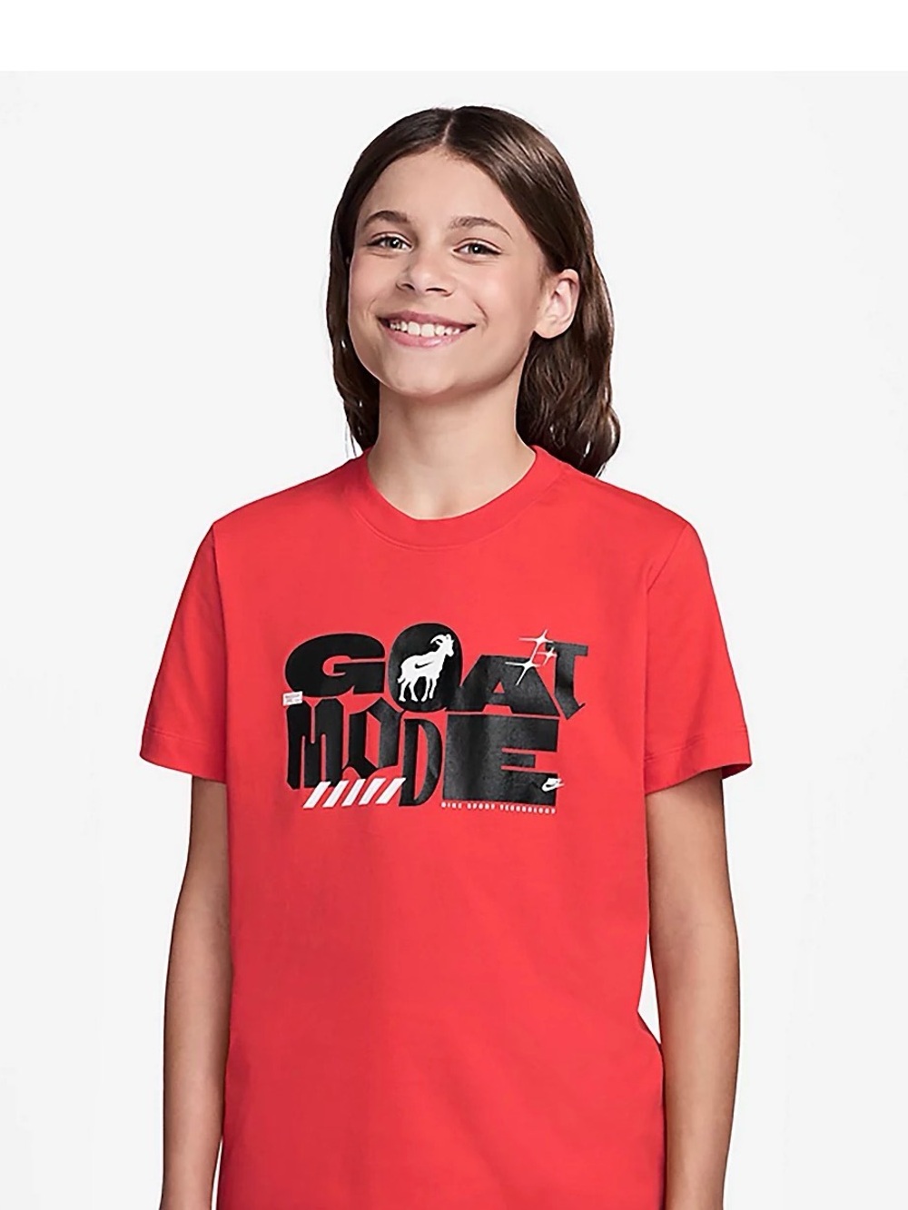 Nike Red Short Sleeve Tee with 'Goat Mode' Graphic